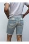 Ice Blue Ripped Detailed Slim Fit Jean Shorts - 5