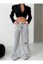 Women's Wide-Leg Wide Leg Jean - 100% Cotton Ripped Detailed Pants - 3
