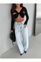 Women's Lace-Up Wide Leg Jean Pants - 3