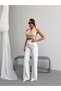 Women's High Waist Asymmetrical Stitched Wide Leg Jean Trousers - 6