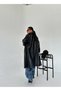 Black Leather-Look Long Trench Coat - 3