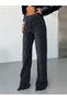 Women's High Waist Cross-Button Wide Leg Jean Pants - 4
