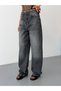 Women's High Waist Lace Detailed Baggy Wide Leg Loose Leg Jean Trousers - 5