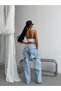 Women's Ripped Wide Leg Jean Pants – Vintage Washed Loose-Fit Denim - 3