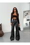 Faux Leather Pants, Wide Leg Pants, High Waist Leather Pants, Women's Palazzo Pants , Matte Leather - 5