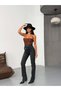 Women's Asymmetrical Cross Waist Detailed Wide Leg Jean Trousers - 5