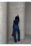 Women's High Waist Cross Button Detailed Wide Leg Jean Pants - 4