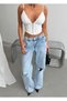 Women's Ripped Wide Leg Jean Pants – Vintage Washed Loose-Fit Denim - 4