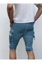 Light Blue Cargo Pocket Lace-Up Capri Shorts - 5