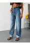 Women's High Waist Side Pocket Double Leg Wide Leg Baggy Jean Trousers - 4