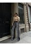 Women's Leopard Patterned High Waist Wide Leg Jeans - 5