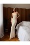 Women's Knitted Knitwear Maxi Slit Dress, Long Summer Dress with Straps and Laces - 3
