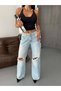 High Waist Wide Leg 100% Cotton Women's Jean Pants – Loose Leg Denim - 3