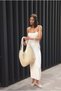 Women's Knitted Knitwear Maxi Slit Dress, Long Summer Dress with Straps and Laces - 6