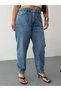 Women's Plus Size High Waist Mom Slouchy Relaxed Fit Jean Pants - 3