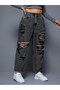 Women's Ripped Detailed Oversized Plus Size Mom Jean Pants – High Waist Vintage Denim Relaxed Fit Tre - 2