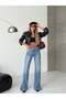 Women's High Waist Cross Belt Wide Leg Jean – 100% Cotton Denim Pants