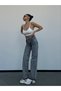 High Waist Straight Cut Jean with Vertical Stripes - 3