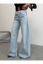 Women's Asymmetrical Double Waist Detailed Wide-Leg Wide Leg Jean Trousers - 4