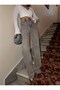 High Waist Denim Wide Leg Cotton Jeans with Strass Stone Detail - 3
