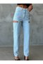 Women's Zippered Window Detailed Design Jean Trousers - 3