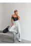 Women's Asymmetrical Cross Waist Detailed Wide Leg Jean Trousers - 4