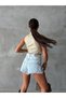 Women's High Waist Ripped Detailed Tasseled Cotton Jean Shorts - 4