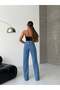 High-waisted, wide-leg denim pants with tassel detail - 7