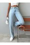 Jean Pants, High Waist Jeans, 100% Cotton Denim , Straight Cut Jeans, Women's Straight Fit Pants - 3