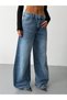 Women's High Waist Extra Loose Wide Leg Jeans with Stitching Detail - 3