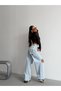 Women's Wide Leg Jean Pants with Waist Window - High Waist Wide Leg Denim with Pocket Detail - 4