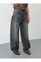 Women's High Waist Lace Detailed Baggy Wide Leg Loose Leg Jean Trousers - 4
