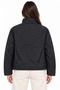 M1110914 Women's Stand Collar Coat Black - 2