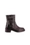 26105452 Genuine Leather Women's Boots with Brown Buckle and Zipper