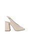 26306R Genuine Patent Leather Heeled Women's Shoes Beige Open Toe