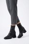 Sermar black leather women's heeled boots with pointed toe and stretch detail - 4