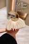 Women's Bag Gold Case Satin Pleated Evening Dress Bag Stylish Bag Gold Case with Pearls and Chain - 3