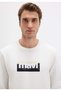 0S10203 Logo Printed Men's Hooded Sweatshirt White - 5