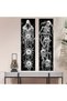2pcs150cmX40cm black 2pcs/set Skeleton Tapestry, Polyester Tapestry, Wall Hanging for Living Room Be