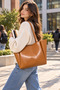 Women's Soft Faux Leather Shoulder Bag Daily Use Large Size Stylish Bag with Single Pocket - 3