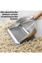 Stainless Steel Cat Litter Scoop with Stand and Wooden Handle,Quick Filtration Double Wide Hole Design - 3