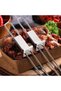 Stainless Steel Barbecue Skewers with Integrated Sliders,Double Prong Grilling Forks for Camping and Parties,6 Pieces - 7
