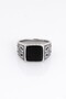 Greek Square Marcasite 316L Steel Men's Ring - 2