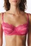 Fuchsia Satin Lace Trim Underwire Bra - 3