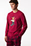 Men's Ski Dream Bear Patterned Pants Long Sleeve Pajama Set - 2