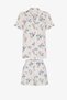 Off-White Petal Mist Floral Short Sleeve Shirt Shorts Pajama Set - 3