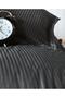Stripe Satin Double Duvet Cover Set - Black - 2