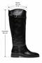Women's Black Trocley Belted Riding Boots Flat Sole Below the Knee - 2