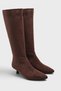 Women's Pointed Toe Side Zipper Heeled Casual Boots Zery Brown Suede