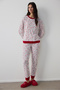 Light Pink Merry Season Long Sleeve Thermal Effect Pajama Set - 2
